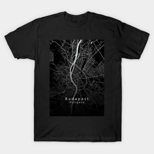 Budapest Hungary City Map dark T-Shirt